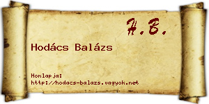 Hodács Balázs névjegykártya