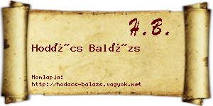 Hodács Balázs névjegykártya